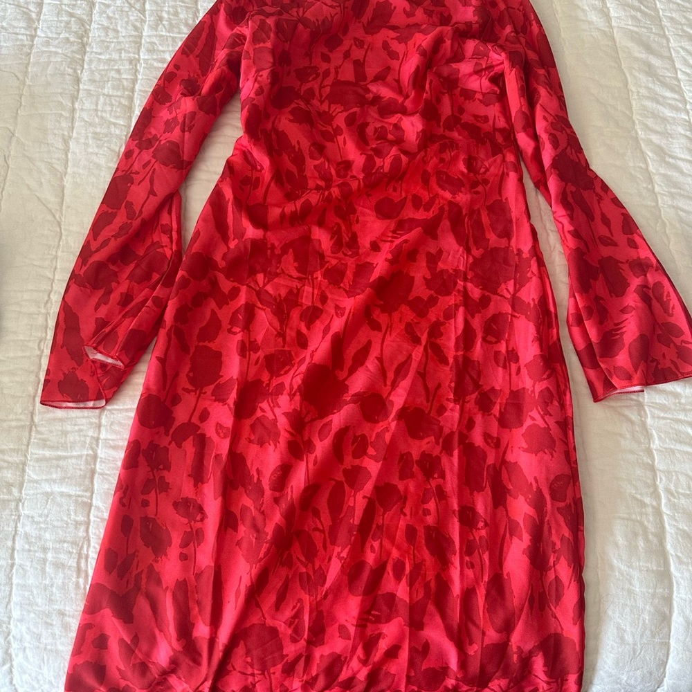 Elegant Red Floral Dress
